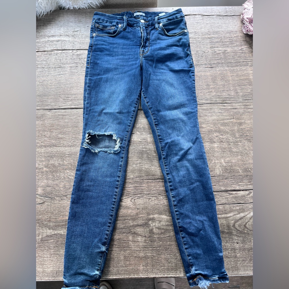 Good American Blue Distressed Skinny Jeans